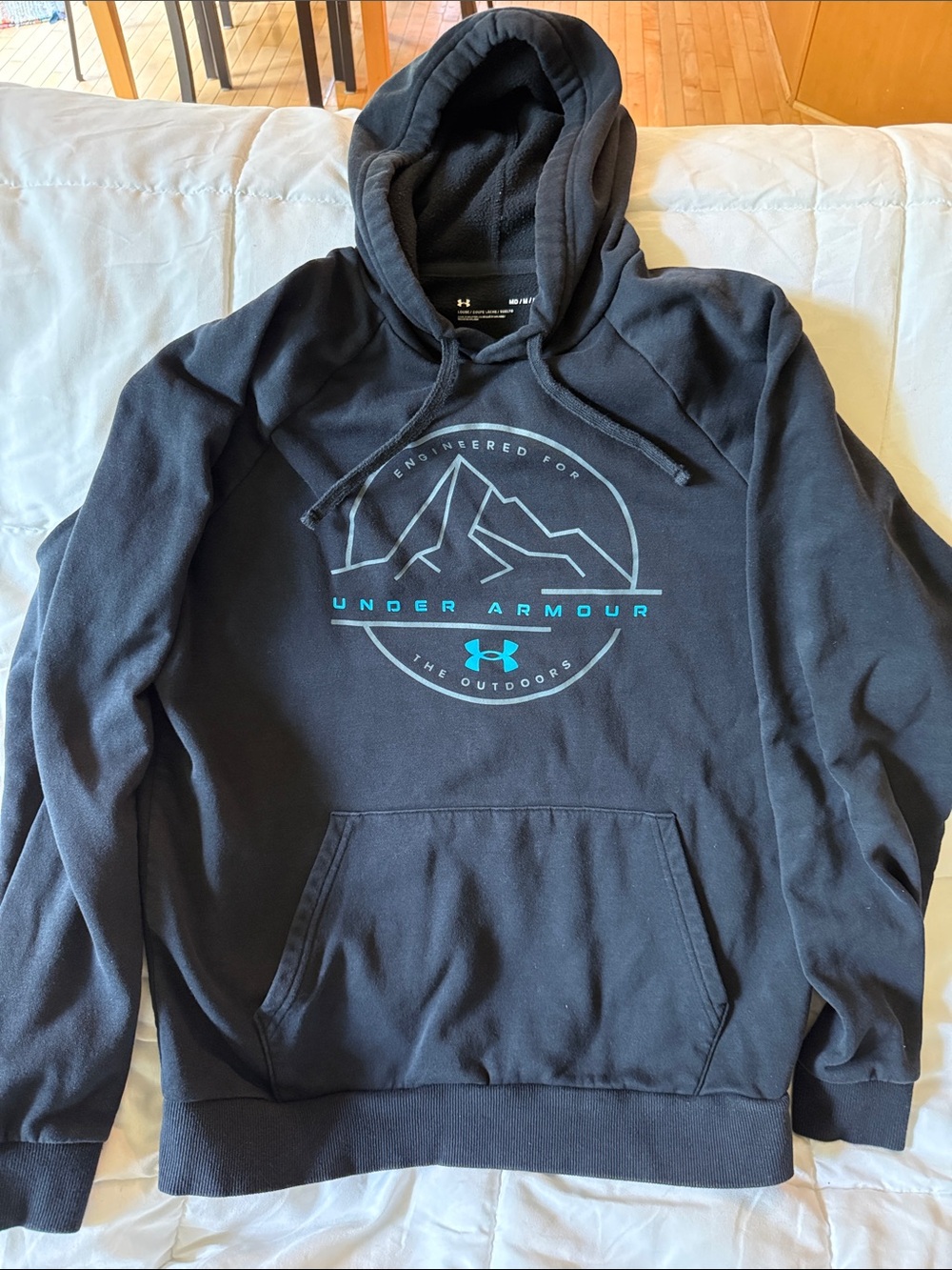 Under Armour Black Hoodie with Teal Outdoor Logo